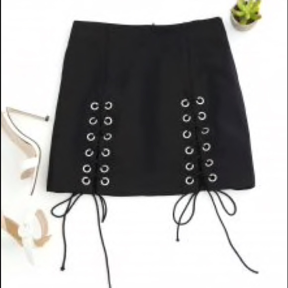 Punk Lace Up Mini Skirt